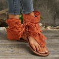 thumbnail image 6 of Miluxas Women's Tassel Gladiator Flip Flops Sandals,Summer Retro Bohemian T-Strap Roman Open-Toe Sandals Casual Beach Flat Clip Toe Ankle Boots Orange 6(37), 6 of 9