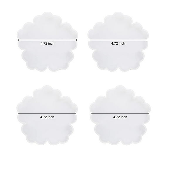 4 PCS 4.72'' Flower Coaster Molds, Floral Silicone Coaster Molds for Epoxy Resin