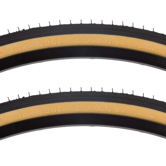Sunlite Road Raised Center Recreational Low Resistance Black Gum Wall Tire Pair 27 x 1-1/4