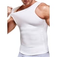 thumbnail image 3 of Men's Compression Tummy Control Body Shaper Tank Top Vest Undershirt Tops All Season Shaping Sweatshirt WHITE XL, 3 of 6
