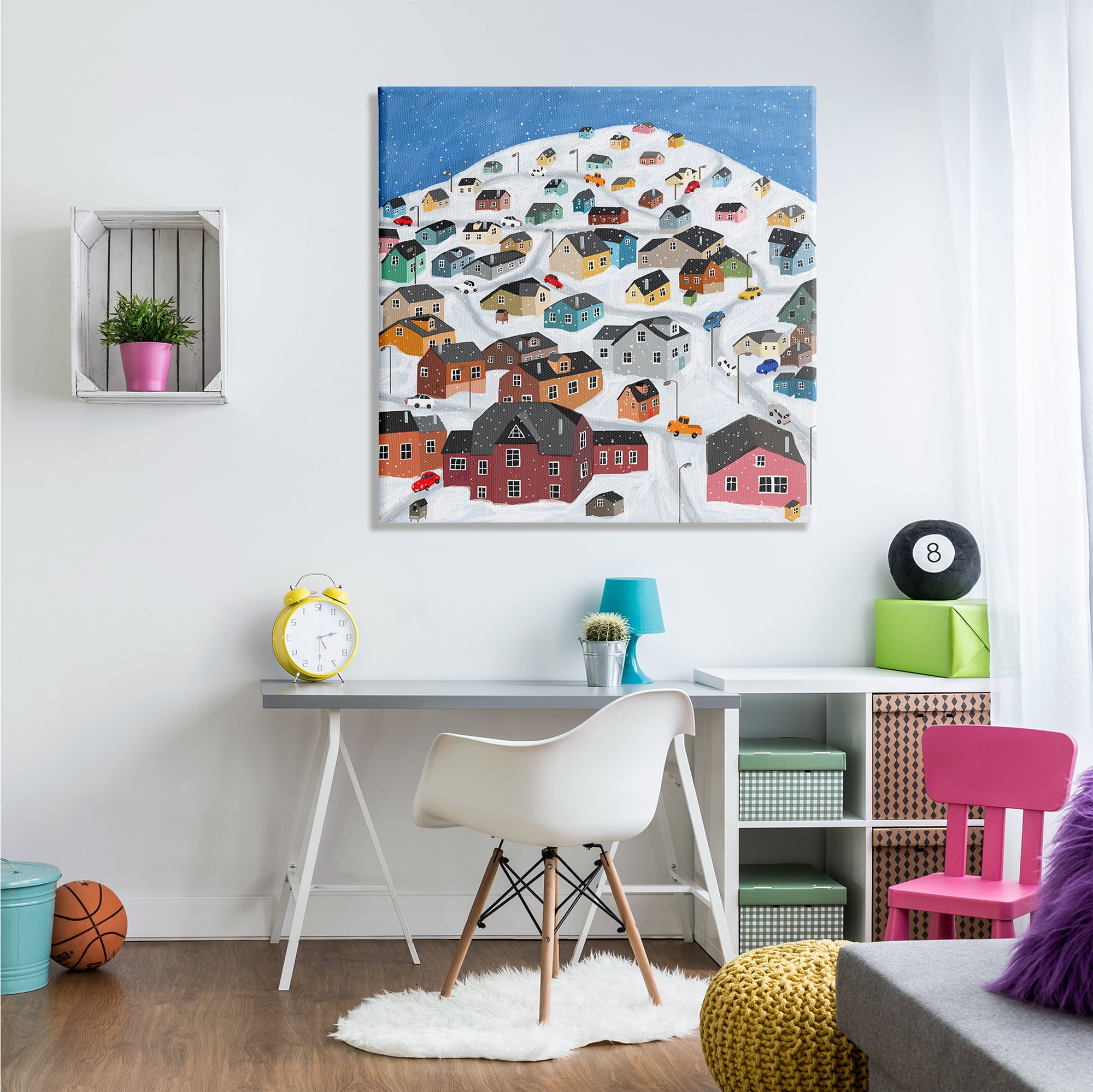 Stupell Indtries Snowy Village on Hill Cityscape Greenland Town Buildings,36 x 36,Design by Carla Daly