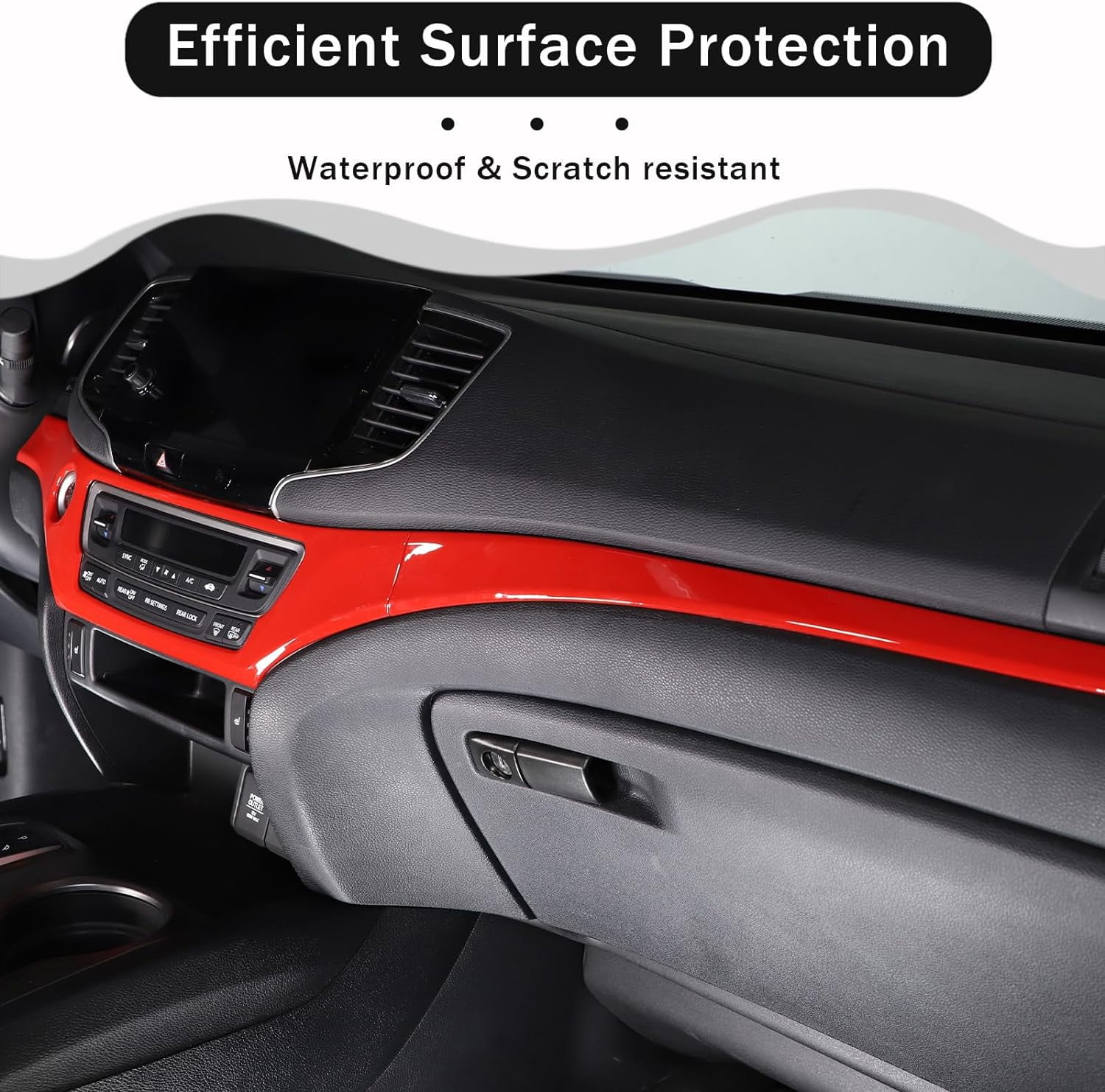 TINKI Center Console Dashboard Panel Strip Trim for Honda Pilot 2016-2022 Interior Decorative Cover Protector Accessories , ABS