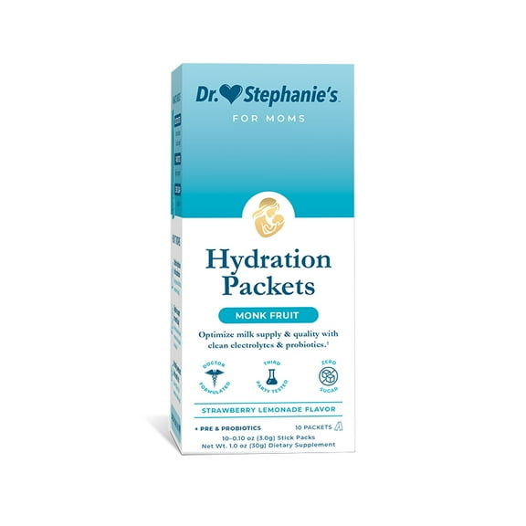Dr. Stephanie's Milk Miracle Hydration & Probiotics Drink Mix, For Breastfeeding Support, 10 Count