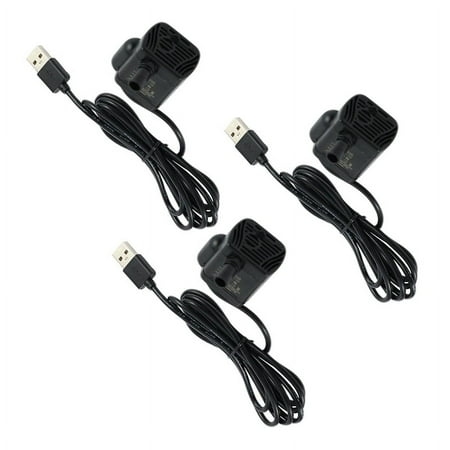 3X Ultra-Quiet Mini Brushless USB Water Pump 5V 70cm Submersible Fountain Aquarium Circulating 3 x Water Pump Black