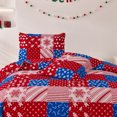 thumbnail image 3 of Smuge Christmas Quilt Sets Twin Size Snowflake Santa Claus Bedding Sets Reversible Bedspread Lightweight Coverlet with 2 Pillow Shams, Red Navy Blue, 3 of 6
