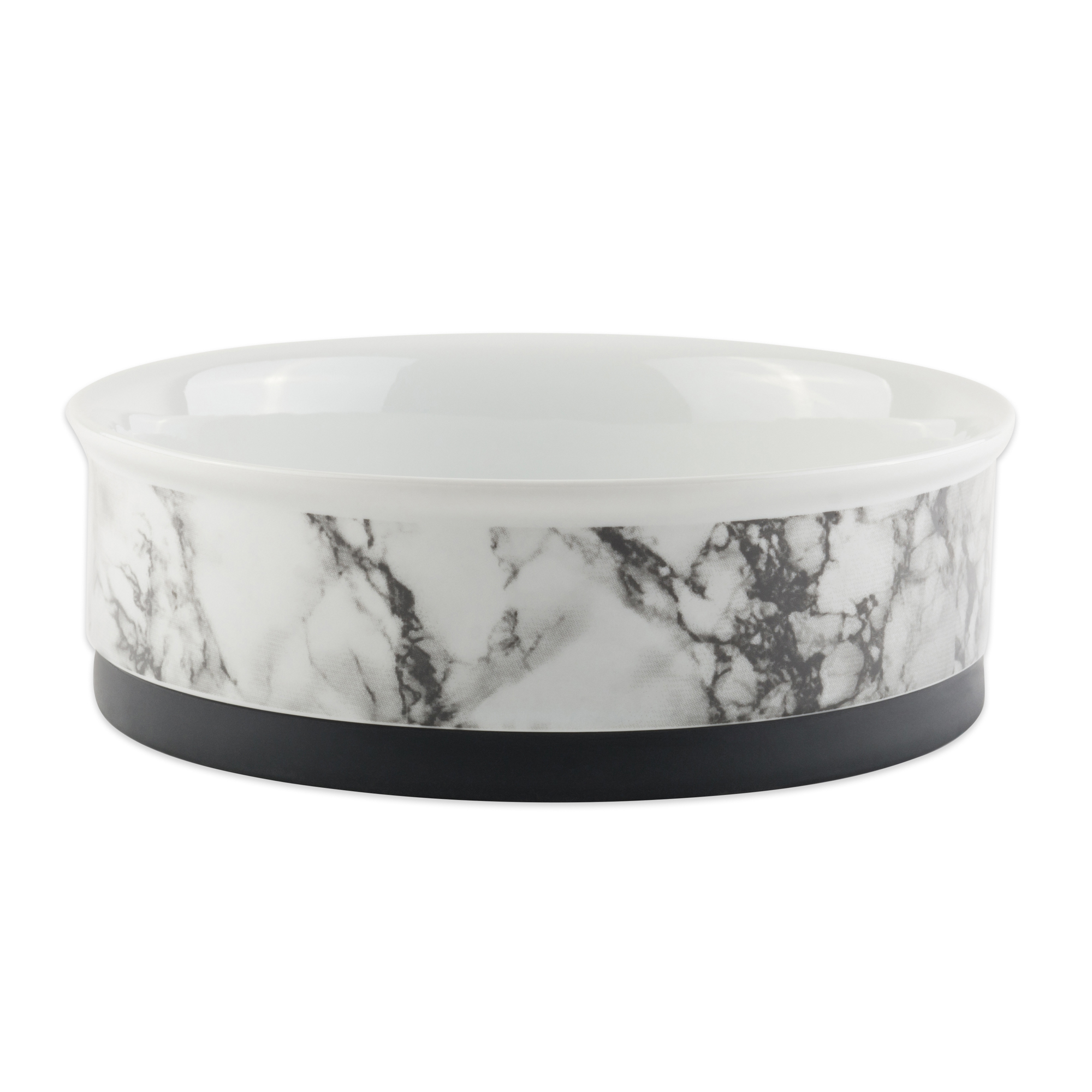 Bone Dry Ceramic Marble, Pet Bowls, Dishwasher Safe, Large, 7.5x2.4", White, 2 Count