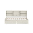 thumbnail image 6 of [Luckynote]Twin Size Bed Frame With Side Bookshelves, Two Drawers, And Built-in USB Port For Creamy White Color, 6 of 10