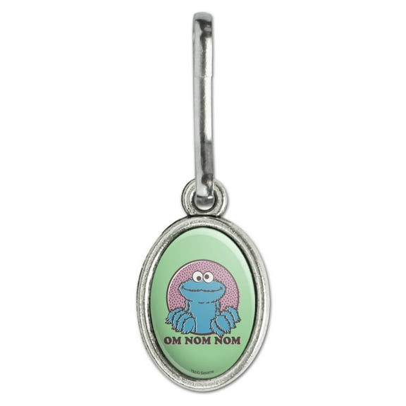 Sesame Street Cookie Monster Om Nom Nom Antiqued Oval Charm Clothes Purse Suitcase Backpack Zipper Pull Aid