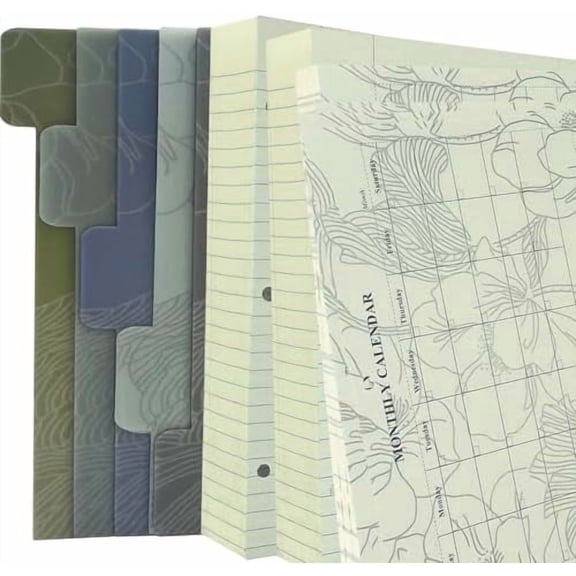 180 28 Mini 3 Ring Binder Paper for 5.5 x 8.5, 3-Hole Loose Leaf Lined Refill Filler Paper with Undated Monthly Calendar Refillable Planner Inserts, College Ruled