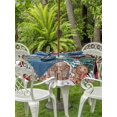 thumbnail image 2 of Outdoor Tablecloth with Umbrella Hole and Zipper, Christmas Snowflakes Round Table Cloth 54 Inch Waterproof Tablecloth, Winter Gingerbread Man Xmas Tree Plaid Picnic Table Cover for Patio Camping, 2 of 7