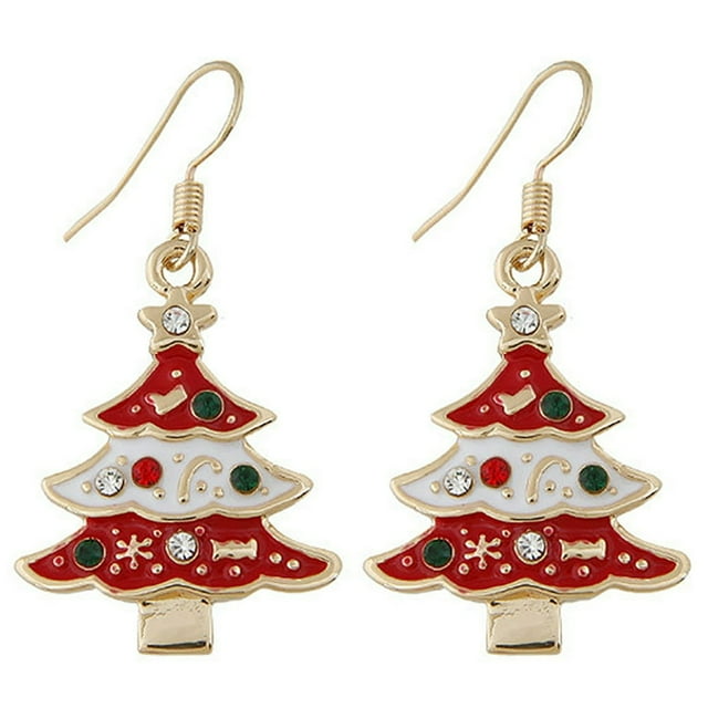 Christmas Earrings Decorative Tree Shape Pendant Earrings Christmas Jewelry