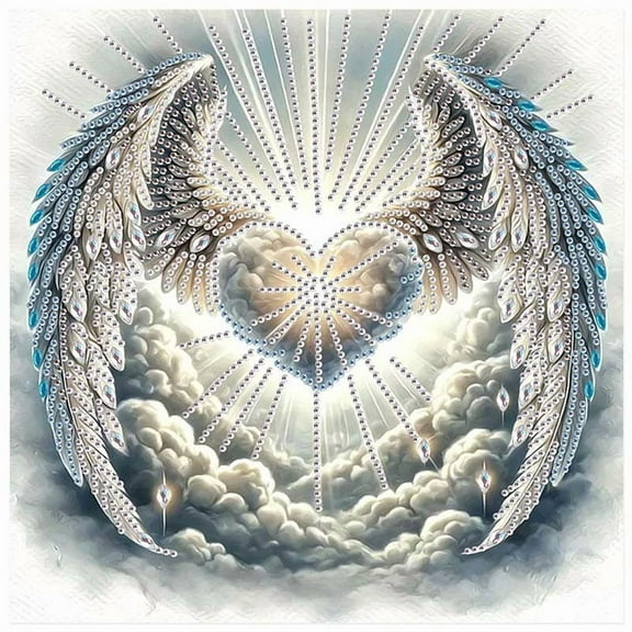 5D DIY Diamond Painting Kit Religious Wings and Heart Creative Handicraft Artwork for Home Wall Decor, Birthday and Christmas Gifts