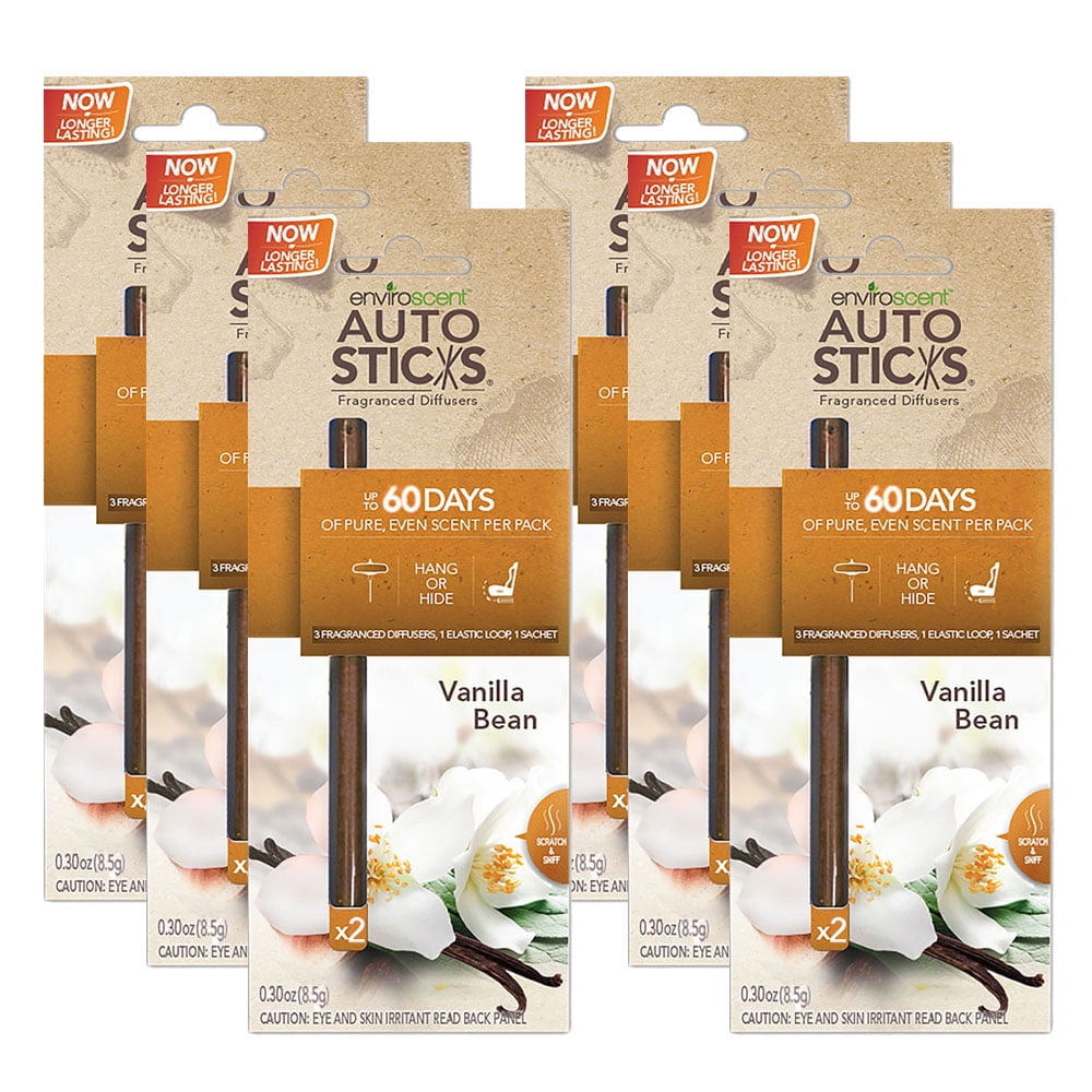 Enviroscents Auto Sticks Natural Car Air Fresheners, 6Packs with 12