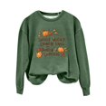 thumbnail image 2 of Lroveb Halloween Sweatshirts for Women Fashion Pumpkin Sweater Weather Print Round Neck Drop Shoulder Long Sleeve Sweatshirt Graphic Sweatshirt, 2 of 4