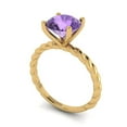 thumbnail image 2 of 2 ctw Solitaire Anniversary Ring for Women | Round Cut Simulated Alexandrite | Hyperallergenic Solid 18K Yellow Gold, 2 of 5