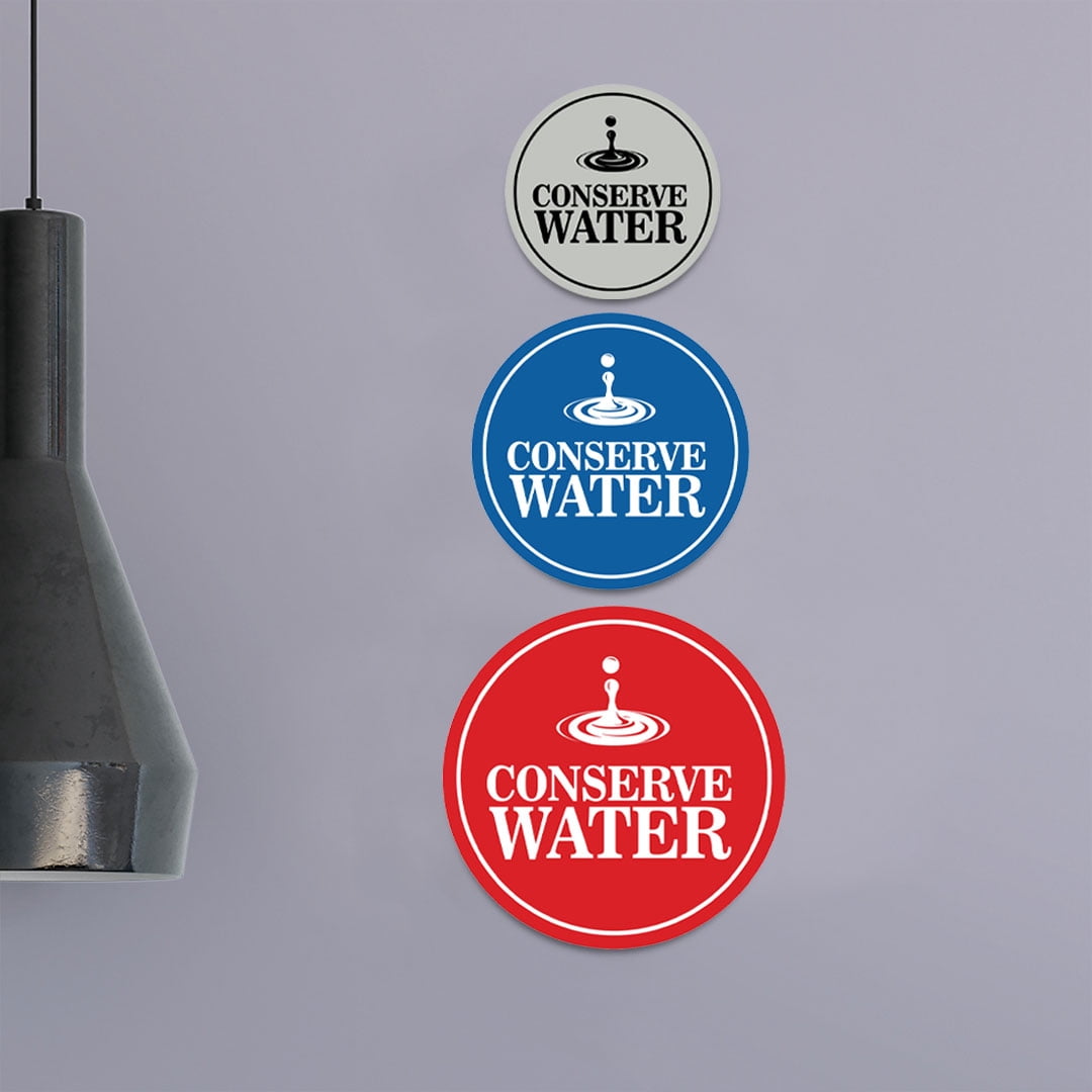 Conserve Water Sign - 5.2x5.2 Inch Frosted Black Acrylic, Self-Adhesive, For Home Office School Farmhouse