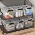 thumbnail image 4 of 20 Liters Clear Storage Boxes with Lids and Handles, Plastic Containers Totes Set of 4, 4 of 7