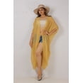 thumbnail image 2 of LA LEELA Women's Chiffon Summer Beach Open Front Holiday Kimono Beachwear Duster Cardigans 3X-4X Beige, Solid, 2 of 5