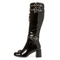 thumbnail image 4 of YDN Women's Round Toe Knee High Boots Strappy Buckle Chunky Mid Heel Zippers Long Booties Daily Club Dress Shoes Size 8 Black, 4 of 4