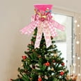 thumbnail image 5 of Pink Christmas Tree Topper Hat - 8.66 Inch Foldable Gingerbread Man Decor with Bowknot for Holiday Home & Party Displays, 5 of 7