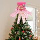 thumbnail image 5 of Adorno Navideño Plegable para La Punta Del Árbol con Lazo | Hombre de Jengibre | Adorno para La Punta Del Árbol de Navidad - 22 X 19 Cm - Algodón Rosa - 360 G, 5 of 7