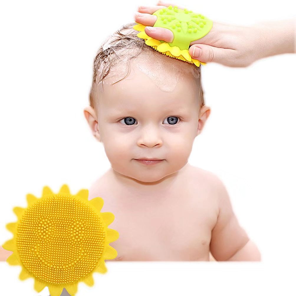 Silicone Baby Bath Cradle Brush Shower Loofah Brush,Yellow