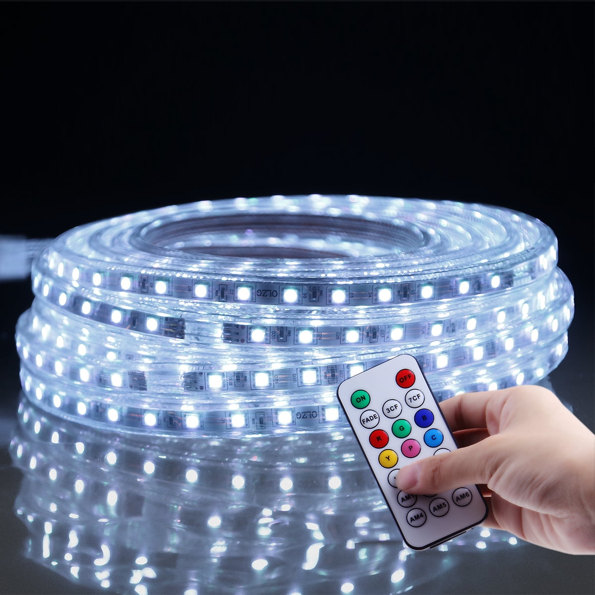 DUNCHAYU 50 Ft Waterproof RGB LED Rope Strip Light - Multi-color Rope Light for Holiday, Home, Party Decor