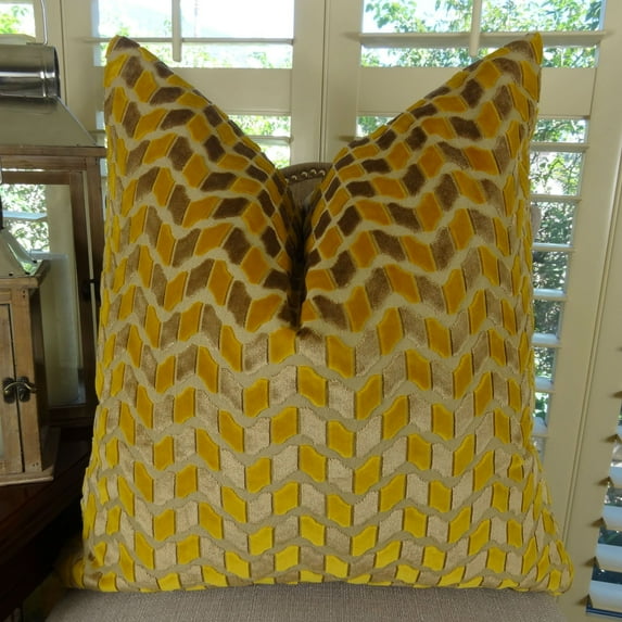 Thomas Collection Golden Copper Taupe Ombre Velvet Luxury Pillow - 11198