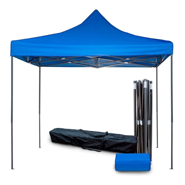 Toldo Plegable Carpa Impermeable 2x2 M con Bolsa Transportadora azul KingsHouse 300306