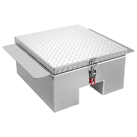 VEVOR Truck Bed Tool Box, Heavy Duty Aluminum Tool Box with Diamond Plate, Storage Toolbox Chest Organizer Supports up to 220 lbs, Ideal for Pickup,Truck Bed,RV, Trailer, 30.3 x 24 x 12.2 in, Silver