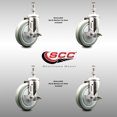 thumbnail image 2 of 5 Inch 316SS Gray Polyurethane Swivel 12mm Threaded Stem Caster Set Brake, 2 of 2