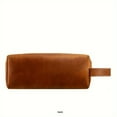 thumbnail image 2 of QJUHUNG Sac à Main Rétro Classique pour Hommes en Cuir Véritable de Cheval Fou, Sac de Rangement à Double Fermeture Éclair pour Stylo, Rasoir, Brosse, Sac Poignet en Cuir de Vache Pleine Fleur, 2 of 7