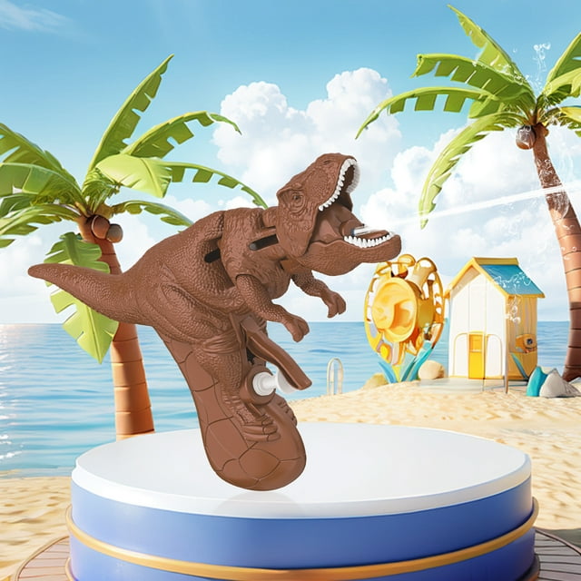 Dinosaur Water Pistol Simulation Dinosaur Opens Its Mouth And Sprays Water Boy Splashes Water Pistol