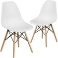 thumbnail image 2 of BizChair Contemporary Metal Polypropylene Wood Solid Print Chair, White (Set of 2), 2 of 14
