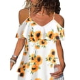 thumbnail image 1 of DYMADE Femmes Imprimé Tournesol Spaghetti Sangle Épaule Froide Top Chemise, 1 of 4