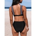 thumbnail image 2 of CUPSHE Women's Bikini Sets Two Piece Swimsuit High Waisted V Neck Back Hook Wide Straps, 2 of 5