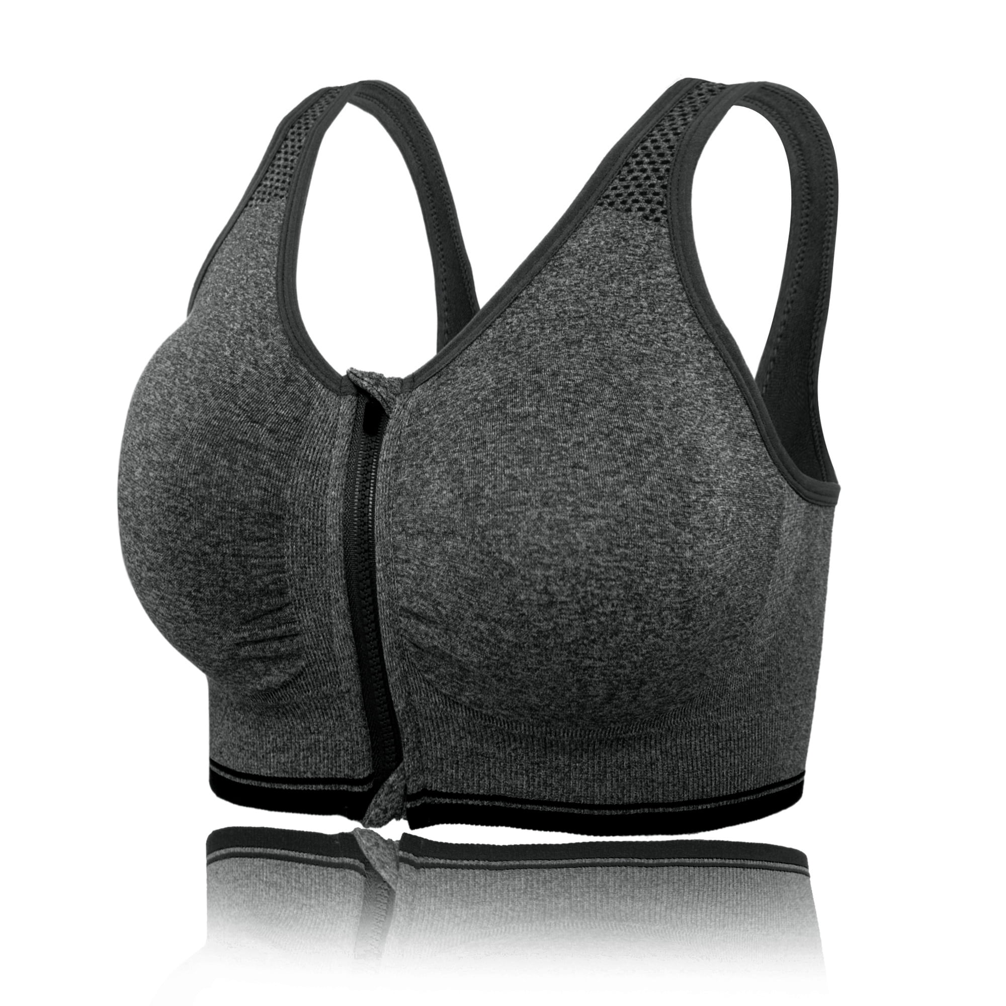 Sports Bras with Zipper Front High Impact Support Strappy Back Workout