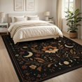 thumbnail image 3 of ODIKA 8'x10' Washable Area Rug Black Gold Celestial Garden and Moon Motifs Elegant Floral Astronomical Design for King Size Bedroom Under Bed, Master Suite, Non-Shedding, Easy Care, 3 of 7