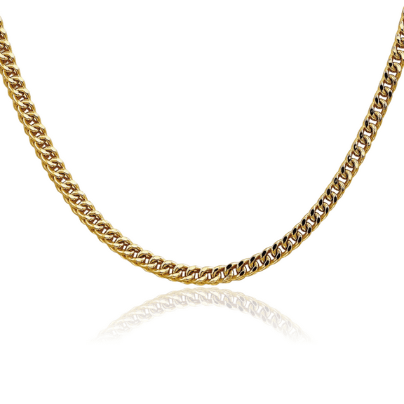14K Solid Yellow Gold 3.7mm Franco Link Chain Necklace