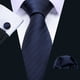 thumbnail image 2 of Corbata Barry.Wang Azul Marino de Seda para Hombre con Pañuelo y Gemelos, 2 of 7