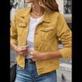 thumbnail image 4 of Chaquetas Vaqueras para Mujer, Básicas, de Larga, con Botones, Estilo Corto, A Amarillo L, 4 of 7
