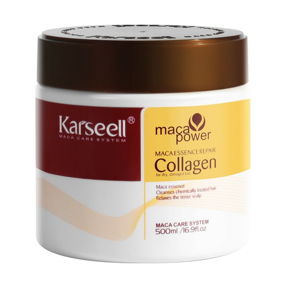 Karseell Colágeno tratamiento hairsha reparación esencia de collagen la máscara facial de cuidado del cabello con aceite de nuez marroquí, adecuado para secar y dañar y todo el cabello16.9oz 500ml