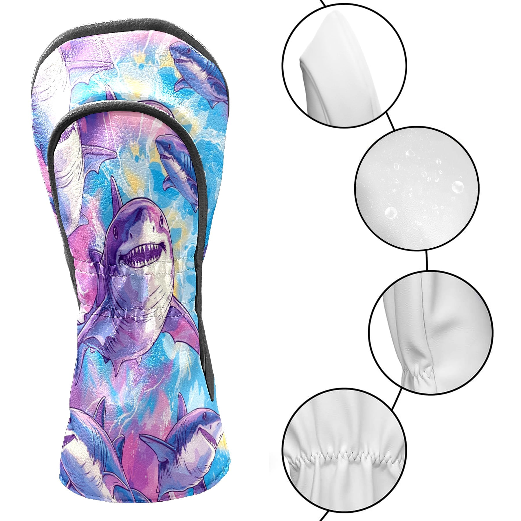 Golf Club Covers PU Leather Waterproof Head Covers for Fairway Woods Hybrids