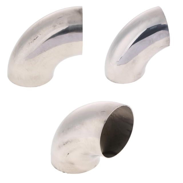 3 Piezas Coche / Auto 201 Acero Inoxidable Codo Curvado De 90 Grados Tubo De Escape 2 Pulgadas.
