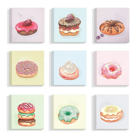Stupell Sweet Squares 9pc Multi Piece Canvas Wall Art Set, 12 x 12 - Multi-color - 12 x 12