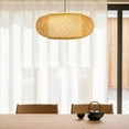 thumbnail image 2 of TFCFL Hand-Woven Bamboo Pendant Light Fixture, 23.6" Bamboo Rattan Hanging Lamp, One-Light Adjustable Boho Basket Handmade Woven Pendant Lighting for Dining Living Bedroom Kitchen Farmhouse, 2 of 9