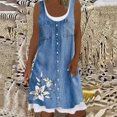 thumbnail image 4 of Gibobby Vestidos para Mujer Mujeres Verano Playa Primavera Rayas Estampado Lindo Vestido Sundress Sin Mangas Vestido Casual(Blanco,XL), 4 of 5
