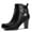 Black PU, variant on Pennysue Women's Gray Wide Width Ankle Boots With Buckle And Zipper Chunky Heel Ankle Strap Zip Boots For Ladies Size 7