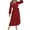 Wine Red M, variant on Women's Long Sleeve Dress V-Neck Polka Dot Dress with Tie Waist Long Pleated Dress for Office Parties Date