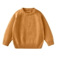 thumbnail image 4 of Spazoro Girls Crew Neck Knit Sweater, Solid Color Warm Long Sleeve Breathable Pullover Tops for Daily Layering Orange Size 3-4T, 4 of 9